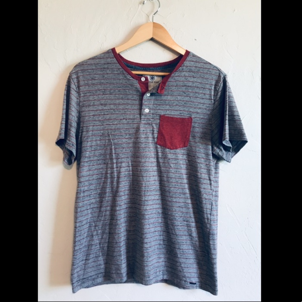 On The Byas Gray & Red Striped Pocket Tee